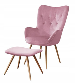 Fotel uszak z podnóżkiem model LC-022 Fotel velvet