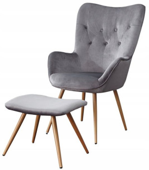 Fotel uszak z podnóżkiem model LC-022 Fotel velvet