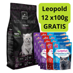 Rex Natural Range Kitten Chicken & Rice 3kg + Leopold 12x100g