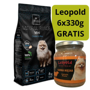 Rex Natural Range Mini Chicken & Rice 8kg + Leopold 6x330g