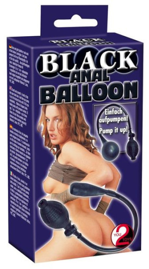 Balonik analny lateksowy pompowany Black Anal Balloon 37 cm