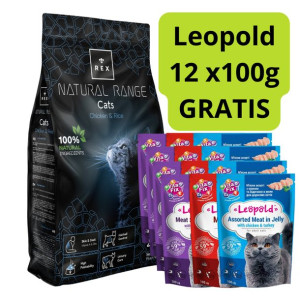 Rex Natural Range Cats Chicken & Rice 14kg + Leopold 12x100g