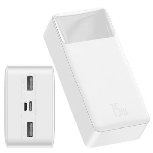 Powerbank Baseus Bipow 30000mAh 2x USB / USB Typ C / micro USB 15W biały