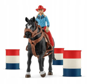 Schleich 42576 Kowbojka i Wyścig wokół Beczek Farm