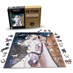 PUZZLE DREWNIANE DUŻY BIAŁY KOŃ 450 elementów XXL