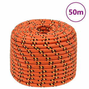 Linka żeglarska, pomarańczowa, 12 mm, 50 m, polipropylen