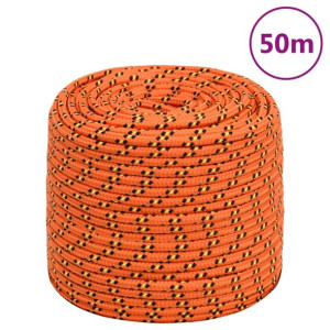 Linka żeglarska, pomarańczowa, 10 mm, 50 m, polipropylen