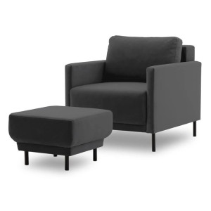 ELEGANCKI FOTEL Z PODNÓŻKIEM Laya 70 czarny