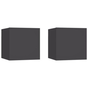 Szafki nocne, 2 szt., szare, 30,5x30x30 cm, płyta wiórowa