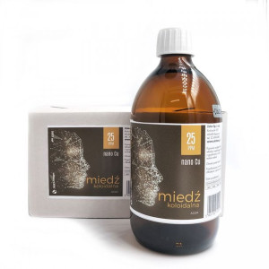 Miedź koloidalna 25 ppm. Niejonowa. Nanomiedź. 500 ml.