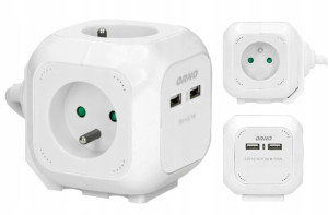 Przedłużacz Kostka 4x Gniazdo z Bolcem 2xUSB 1,4 m