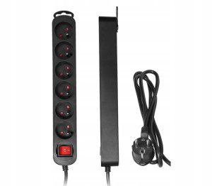 Przedłużacz 6-krotny 2P+Z z Wyłącznikiem Kabel 3m