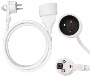 Przedłużacz Kabel 1,5 m Pojedynczy Płaska Wtyczka