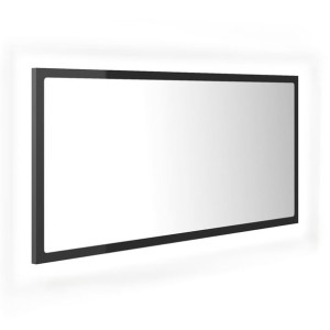 Lustro łazienkowe z LED, szare na wysoki połysk, 90x8,5x37 cm