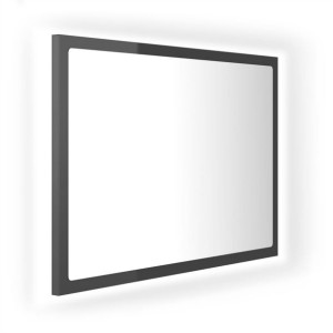 Lustro łazienkowe z LED, szare na wysoki połysk, 60x8,5x37 cm