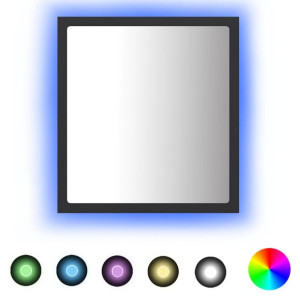 Lustro łazienkowe LED, szare, 40x8,5x37cm, płyta wiórowa
