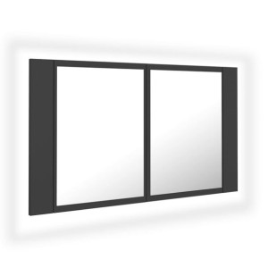 Szafka łazienkowa z lustrem i LED, szara, 80x12x45 cm