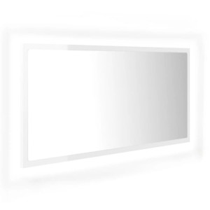 Lustro łazienkowe z LED, białe na wysoki połysk, 90x8,5x37 cm