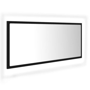 Lustro łazienkowe z LED, czarne, 100x8,5x37 cm, płyta wiórowa