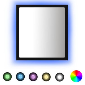 Lustro łazienkowe LED, czarne, 40x8,5x37cm, płyta wiórowa