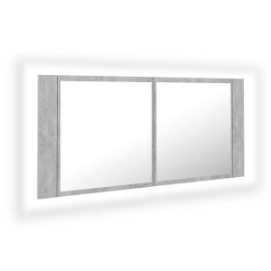 Szafka łazienkowa z lustrem i LED, szarość betonu, 100x12x45 cm