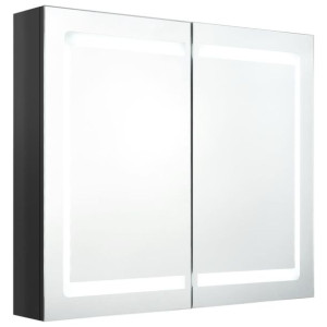 Szafka łazienkowa z lustrem i LED, lśniąca czerń, 80x12x68 cm