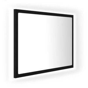 Lustro łazienkowe z LED, czarne, 60x8,5x37 cm, płyta wiórowa