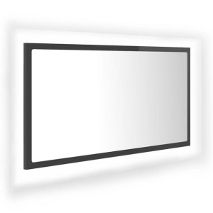 Lustro łazienkowe LED, wysoki połysk, szare, 80x8,5x37 cm