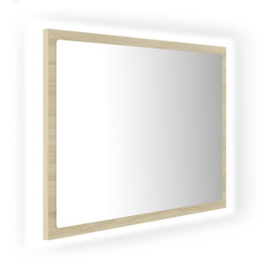 Lustro łazienkowe z LED, kolor dąb sonoma, 60x8,5x37 cm, płyta