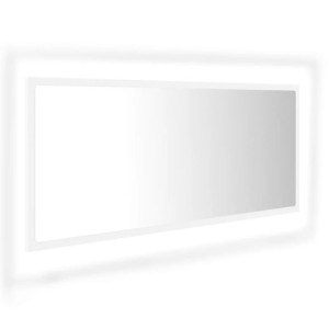 Lustro łazienkowe z LED, białe, 100x8,5x37 cm, płyta wiórowa