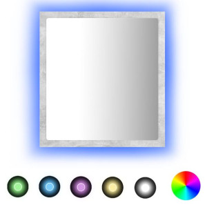 Lustro łazienkowe LED, szarość betonu, 40x8,5x37 cm, płyta