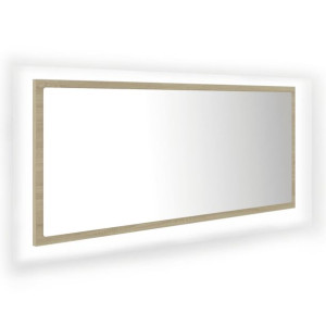Lustro łazienkowe z LED, kolor dąb sonoma, 100x8,5x37 cm, płyta