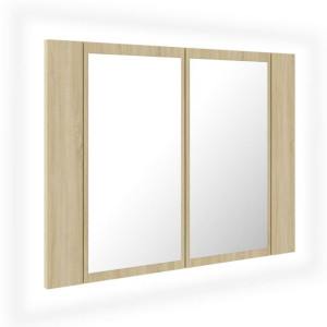 Szafka łazienkowa z lustrem i LED, dąb sonoma, 60x12x45 cm