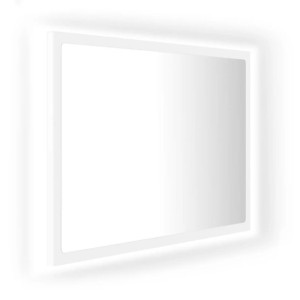 Lustro łazienkowe z LED, białe, 60x8,5x37 cm, akryl