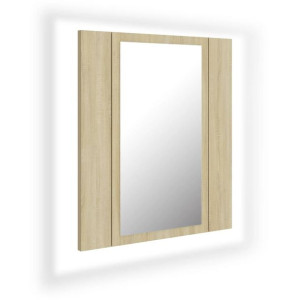 Szafka łazienkowa z lustrem i LED, dąb sonoma, 40x12x45 cm