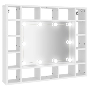 Szafka z lustrem i oświetleniem LED, biała, 91x15x76,5 cm