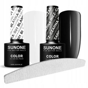 SUNONE 2x lakier hybrydowy BIAŁY CZARNY + GRATIS