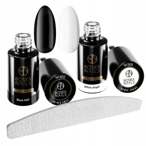 BOSKA NAILS 2x lakier hybryd BIAŁY CZARNY + GRATIS