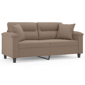2-osobowa sofa z poduszkami, taupe, 140 cm, obita mikrofibrą
