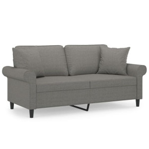 2-osobowa sofa wypoczynkowa z poduszkami, ciemnoszara, 140 cm