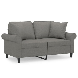 2-osobowa sofa z poduszkami, ciemnoszara, 120 cm, tkanina