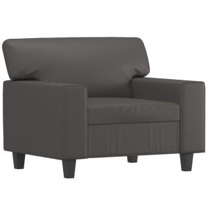 Fotel, szary, 60 cm, obity sztuczną skórą