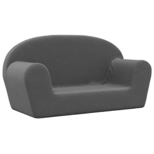 2-os. sofa dla dzieci, antracytowa, miękki plusz