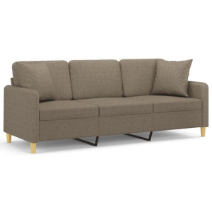 3-osobowa sofa wypoczynkowa z poduszkami, taupe, 180 cm