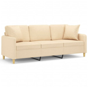 3-osobowa sofa wypoczynkowa z poduszkami, kremowa, 180 cm
