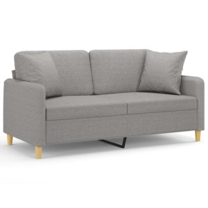 2-osobowa sofa wypoczynkowa z poduszkami, jasnoszara, 140 cm