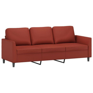 3-osobowa sofa, winna czerwień, 180 cm, sztuczna skóra