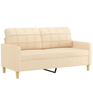 2-osobowa sofa, kremowa, 140 cm, tapicerowana tkaniną