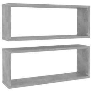 Półki ścienne kostki 2 szt., szarość betonu, 60x15x23 cm, płyta