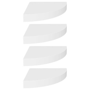 Narożne półki ścienne, 4 szt., białe, 25x25x3,8 cm, MDF